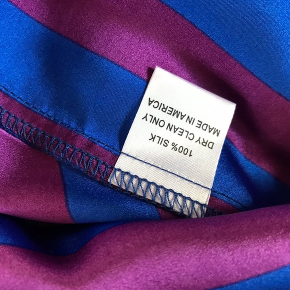 Purple Blue 70s Strapless Silk Mini Party Dress - Picture 8 of 8